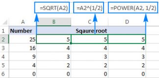 Căn bậc hai trong excel